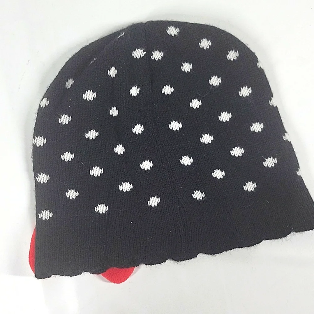 Sanrio Hello Kitty Black Knit Polka Dot Hat With Bow